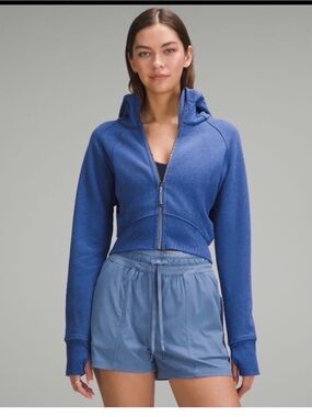 Lululemon Cropped Scuba Hoodie Heathered Oasis Blue Sz 12